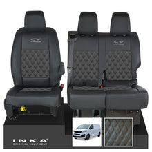 Load image into Gallery viewer, Fiat Scudo INKA Front 1+2 Bentley Diamond Quilt Leatherette Tailored Seat Covers Black MY22 To Present - CV Professional Embroidery