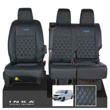 Load image into Gallery viewer, Fiat Scudo INKA Front 1+2 Bentley Diamond Quilt Leatherette Tailored Seat Covers Black MY22 To Present - CV Racing Embroidery