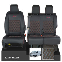 Load image into Gallery viewer, Fiat Scudo INKA Front 1+2 Bentley Diamond Quilt Leatherette Tailored Seat Covers Black MY22 To Present - CV Racing Embroidery