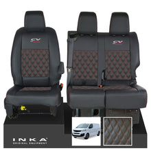Load image into Gallery viewer, Fiat Scudo INKA Front 1+2 Bentley Diamond Quilt Leatherette Tailored Seat Covers Black MY22 To Present - CV Sport Embroidery