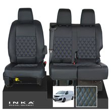 Load image into Gallery viewer, Fiat Scudo INKA Front 1+2 Bentley Diamond Quilt Leatherette Tailored Seat Covers Black MY22 To Present - Plain Embroidery