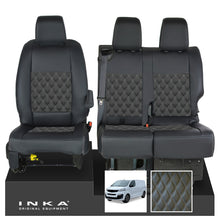 Load image into Gallery viewer, Fiat Scudo INKA Front 1+2 Bentley Diamond Quilt Leatherette Tailored Seat Covers Black MY22 To Present - Plain Embroidery