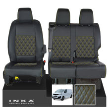 Load image into Gallery viewer, Fiat Scudo INKA Front 1+2 Bentley Diamond Quilt Leatherette Tailored Seat Covers Black MY22 To Present - Plain Embroidery