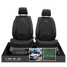 Load image into Gallery viewer, Ford Transit Connect MK3 Front 1+1 INKA Tailored Waterproof Seat Covers Set Black MY2024 Onwards - CV Professional Embroidery