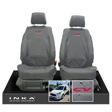 Load image into Gallery viewer, Ford Transit Connect MK3 Front 1+1 INKA Tailored Waterproof Seat Covers Set Grey MY2024 Onwards - CV Professional Embroidery