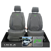Load image into Gallery viewer, Ford Transit Connect MK3 Front 1+1 INKA Tailored Waterproof Seat Covers Set Grey MY2024 Onwards - R-SPORT Embroidery