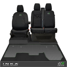 Load image into Gallery viewer, Ford Transit MK8/MK9 INKA Front 1+2 Tailored Waterproof Seat Covers & Tailored Rubber Mat Black MY-2014 Onwards (Choice of 7 Colours) - S-TECH Embroidery