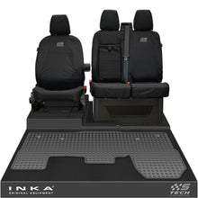Load image into Gallery viewer, Ford Transit MK8/MK9 INKA Front 1+2 Tailored Waterproof Seat Covers & Tailored Rubber Mat Black MY-2014 Onwards (Choice of 7 Colours) - S-TECH Embroidery