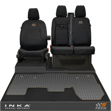 Load image into Gallery viewer, Ford Transit MK8/MK9 INKA Front 1+2 Tailored Waterproof Seat Covers & Tailored Rubber Mat Black MY-2014 Onwards (Choice of 7 Colours) - S-TECH Embroidery