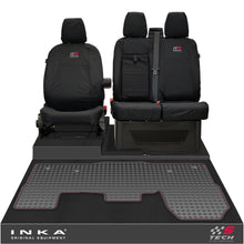 Load image into Gallery viewer, Ford Transit MK8/MK9 INKA Front 1+2 Tailored Waterproof Seat Covers & Tailored Rubber Mat Black MY-2014 Onwards (Choice of 7 Colours) - S-TECH Embroidery
