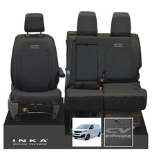Load image into Gallery viewer, Fiat Scudo INKA Front 1+2 Tailored Waterproof Seat Covers Black MY22 onwards - CV Professional Embroidery
