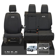 Load image into Gallery viewer, Fiat Scudo INKA Front 1+2 Tailored Waterproof Seat Covers Black MY22 onwards - CV Professional Embroidery