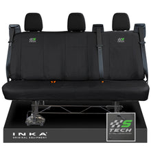 Load image into Gallery viewer, Ford Transit Custom INKA Rear Triple Set Tailored Waterproof Seat Covers Black - S-TECH Embroidery