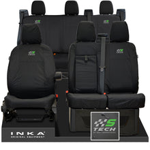 Load image into Gallery viewer, Ford Transit Custom INKA Front & Rear Set Tailored Waterproof Seat Covers Black - S-TECH Embroidery