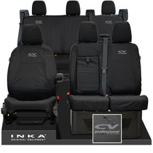 Load image into Gallery viewer, Ford Transit Custom INKA Front & Rear Set Tailored Waterproof Seat Covers Black - CV Professional Embroidery