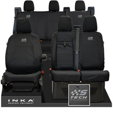 Load image into Gallery viewer, Ford Transit Custom INKA Front & Rear Set Tailored Waterproof Seat Covers Black - S-TECH Embroidery