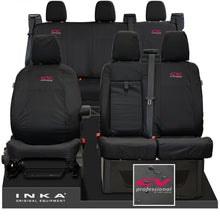 Load image into Gallery viewer, Ford Transit Custom INKA Front & Rear Set Tailored Waterproof Seat Covers Black - CV Professional Embroidery