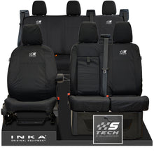 Load image into Gallery viewer, Ford Transit Custom INKA Front & Rear Set Tailored Waterproof Seat Covers Black - S-TECH Embroidery