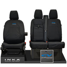 Load image into Gallery viewer, Ford Transit MK8/MK9 MY14 to Present INKA Front Set 1+2 Tailored Waterproof Seat Covers Black Fits All Derivatives Incl Jumbo - CV Professional Embroidery
