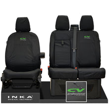 Load image into Gallery viewer, Ford Transit MK8/MK9 MY14 to Present INKA Front Set 1+2 Tailored Waterproof Seat Covers Black Fits All Derivatives Incl Jumbo - CV Professional Embroidery