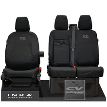 Load image into Gallery viewer, Ford Transit MK8/MK9 MY14 to Present INKA Front Set 1+2 Tailored Waterproof Seat Covers Black Fits All Derivatives Incl Jumbo - CV Professional Embroidery