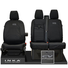 Load image into Gallery viewer, Ford Transit MK8/MK9 MY14 to Present INKA Front Set 1+2 Tailored Waterproof Seat Covers Black Fits All Derivatives Incl Jumbo - CV Professional Embroidery