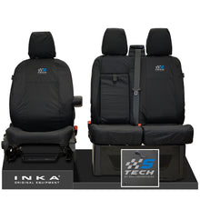 Load image into Gallery viewer, Ford Transit MK8/MK9 MY14 to Present INKA Front Set 1+2 Tailored Waterproof Seat Covers Black Fits All Derivatives Incl Jumbo - S-TECH Embroidery