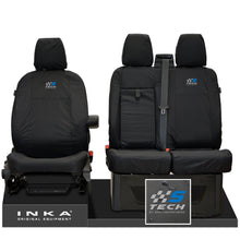 Load image into Gallery viewer, Ford Transit MK8/MK9 MY14 to Present INKA Front Set 1+2 Tailored Waterproof Seat Covers Black Fits All Derivatives Incl Jumbo - S-TECH Embroidery