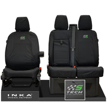 Load image into Gallery viewer, Ford Transit MK8/MK9 MY14 to Present INKA Front Set 1+2 Tailored Waterproof Seat Covers Black Fits All Derivatives Incl Jumbo - S-TECH Embroidery