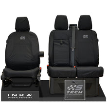 Load image into Gallery viewer, Ford Transit MK8/MK9 MY14 to Present INKA Front Set 1+2 Tailored Waterproof Seat Covers Black Fits All Derivatives Incl Jumbo - S-TECH Embroidery