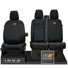 Load image into Gallery viewer, Ford Transit MK8/MK9 MY14 to Present INKA Front Set 1+2 Tailored Waterproof Seat Covers Black Fits All Derivatives Incl Jumbo - S-TECH Embroidery