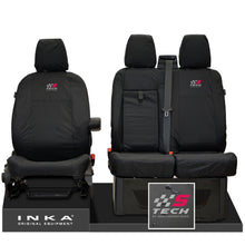 Load image into Gallery viewer, Ford Transit MK8/MK9 MY14 to Present INKA Front Set 1+2 Tailored Waterproof Seat Covers Black Fits All Derivatives Incl Jumbo - S-TECH Embroidery