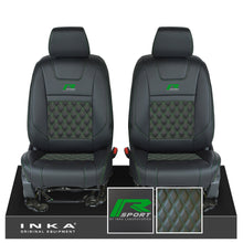 Load image into Gallery viewer, Ford Ranger Wildtrak INKA Front 1+1 Tailored Seat Covers Black Bentley Diamond Quilt MY-16-22 - R-SPORT Embroidery