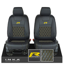 Load image into Gallery viewer, Ford Ranger Wildtrak INKA Front 1+1 Tailored Seat Covers Black Bentley Diamond Quilt MY-16-22 - R-SPORT Embroidery