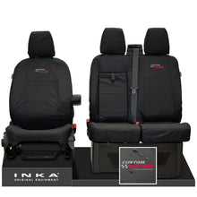 Load image into Gallery viewer, Ford Transit Custom INKA Front Set 1+2 Tailored Waterproof Seat Covers Black MY-12-23 (Choice of 7 Colours) - Custom Racing Embroidery