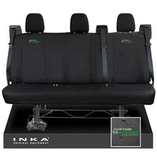 Load image into Gallery viewer, Ford Transit Custom INKA Rear Triple Tailored Waterproof Seat Covers Black MY-12-25 (Choice of 7 Colours) - Custom Racing Embroidery