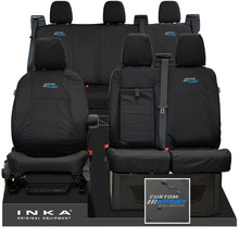 Load image into Gallery viewer, Ford Transit Custom INKA Front 1+2 & Rear Triple Tailored Waterproof Seat Covers Black MY-12-23 (Choice of 7 Colours) - Custom Sport Embroidery