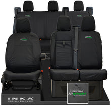 Load image into Gallery viewer, Ford Transit Custom INKA Front 1+2 & Rear Triple Tailored Waterproof Seat Covers Black MY-12-23 (Choice of 7 Colours) - Custom Sport Embroidery