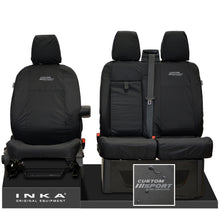 Load image into Gallery viewer, Ford Transit Custom INKA Front Set 1+2 Tailored Waterproof Seat Covers Black MY-12-23 (Choice of 7 Colours) - Custom Sport Embroidery