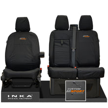 Load image into Gallery viewer, Ford Transit Custom INKA Front Set 1+2 Tailored Waterproof Seat Covers Black MY-12-23 (Choice of 7 Colours) - Custom Sport Embroidery