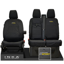 Load image into Gallery viewer, Ford Transit Custom INKA Front Set 1+2 Tailored Waterproof Seat Covers Black MY-12-23 (Choice of 7 Colours) - Custom Sport Embroidery