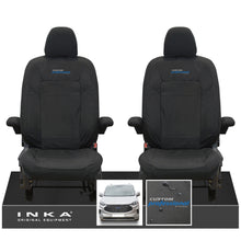 Load image into Gallery viewer, The All New Ford Transit Custom INKA Front Pair Tailored Waterproof Seat Covers Set Black MY-2024 Onwards - Custom Professional Embroidery