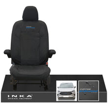 Load image into Gallery viewer, The All New Ford Transit Custom INKA Single Driver Tailored Waterproof Seat Cover Black MY-2024 Onwards - Custom Professional Embroidery