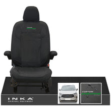Load image into Gallery viewer, The All New Ford Transit Custom INKA Single Driver Tailored Waterproof Seat Cover Black MY-2024 Onwards - Custom Professional Embroidery