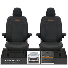 Load image into Gallery viewer, The All New Ford Transit Custom INKA Front Pair Tailored Waterproof Seat Covers Set Black MY-2024 Onwards - Custom Professional Embroidery