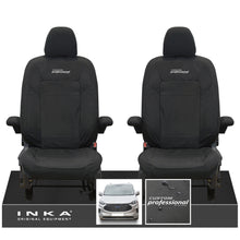 Load image into Gallery viewer, The All New Ford Transit Custom INKA Front Pair Tailored Waterproof Seat Covers Set Black MY-2024 Onwards - Custom Professional Embroidery