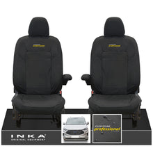 Load image into Gallery viewer, The All New Ford Transit Custom INKA Front Pair Tailored Waterproof Seat Covers Set Black MY-2024 Onwards - Custom Professional Embroidery