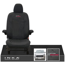 Load image into Gallery viewer, The All New Ford Transit Custom INKA Single Driver Tailored Waterproof Seat Cover Black MY-2024 Onwards - Custom Racing Embroidery