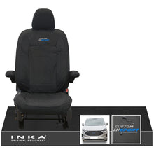 Load image into Gallery viewer, The All New Ford Transit Custom INKA Single Driver Tailored Waterproof Seat Cover Black MY-2024 Onwards - Custom Sport Embroidery
