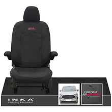 Load image into Gallery viewer, The All New Ford Transit Custom INKA Single Driver Tailored Waterproof Seat Cover Black MY-2024 Onwards - Custom Sport Embroidery